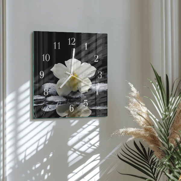 Vierkante glazen klok Orchideeënstenen
