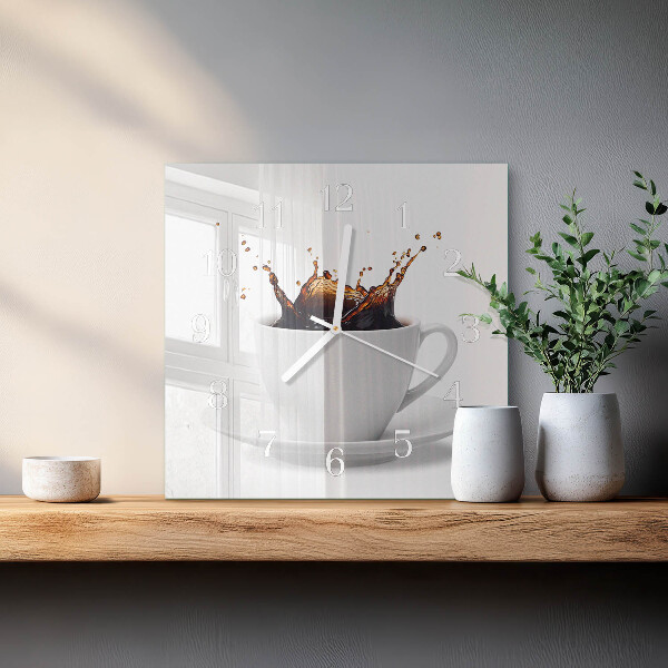 Vierkante glazen klok Koffie