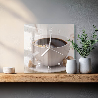 Vierkante glazen klok Koffie