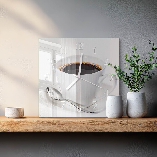 Vierkante glazen klok Koffie