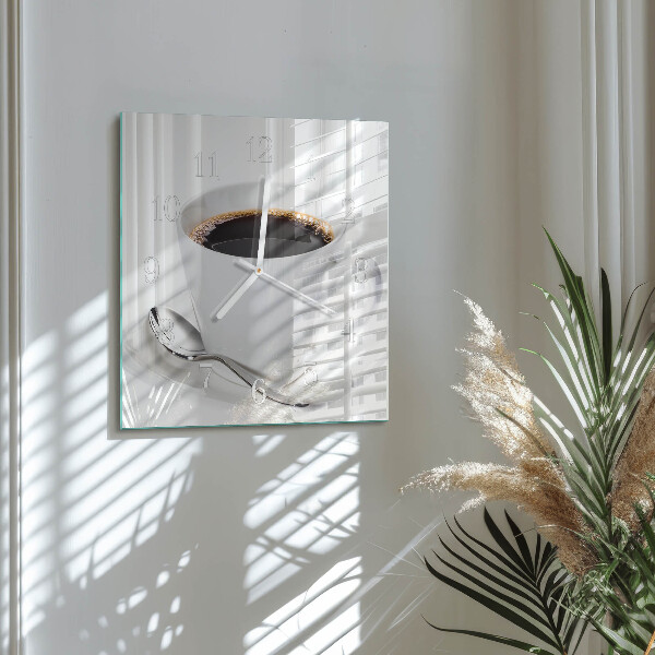Vierkante glazen klok Koffie