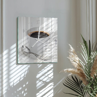 Vierkante glazen klok Koffie