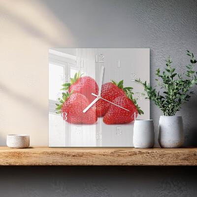 Vierkante glazen klok Aardbeien