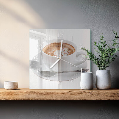Vierkante glazen klok Koffie