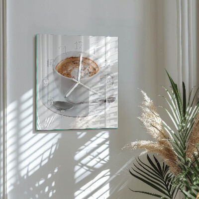 Vierkante glazen klok Koffie