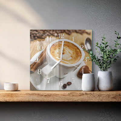 Vierkante glazen klok Koffie