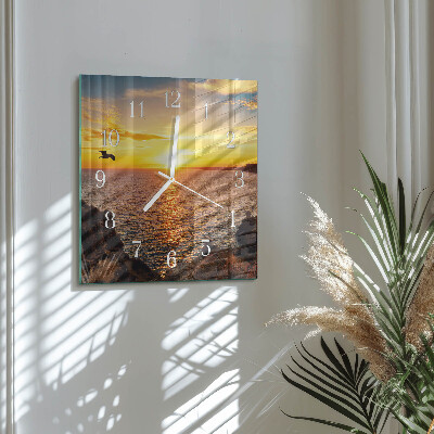 Vierkante glazen klok Zonsondergang
