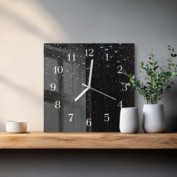 Vierkante glazen klok Druppels