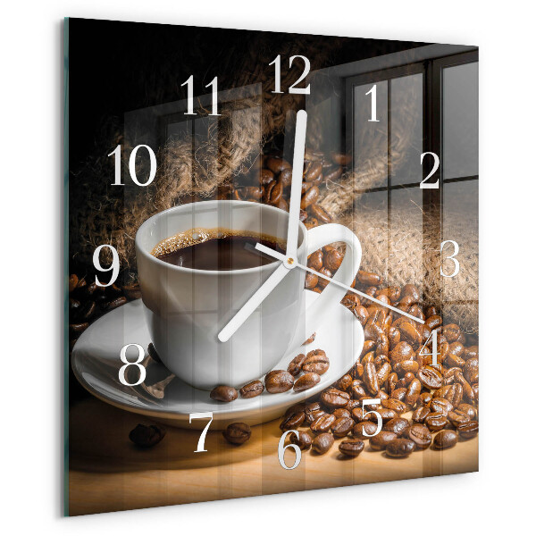 Vierkante glazen klok Koffie