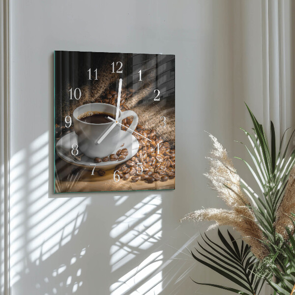 Vierkante glazen klok Koffie