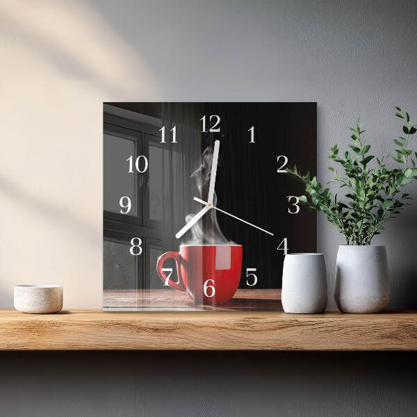 Vierkante glazen klok Kopje koffie