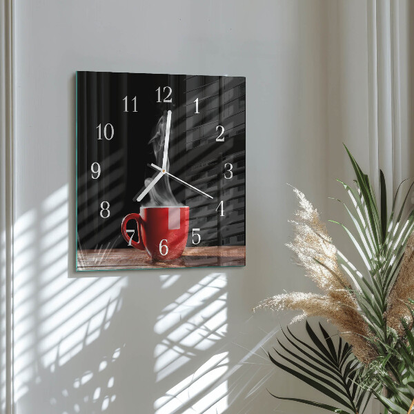 Vierkante glazen klok Kopje koffie