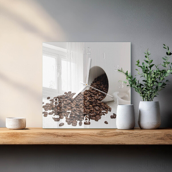 Vierkante glazen klok Kopje koffie