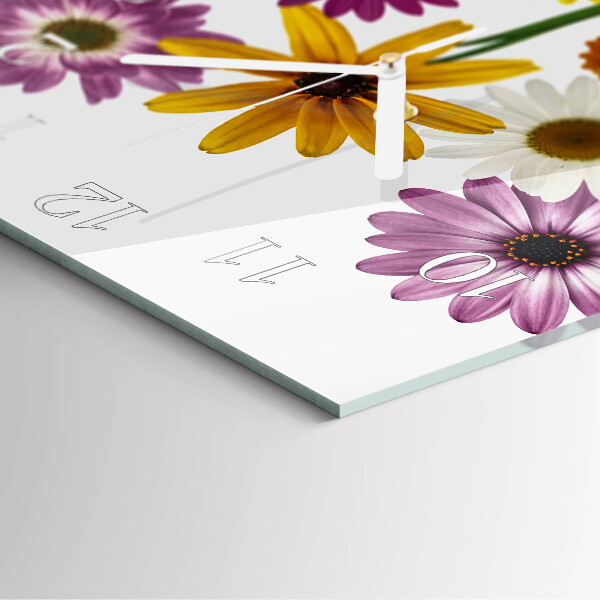 Vierkante glazen klok Bloemen