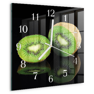 Vierkante glazen klok Kiwi