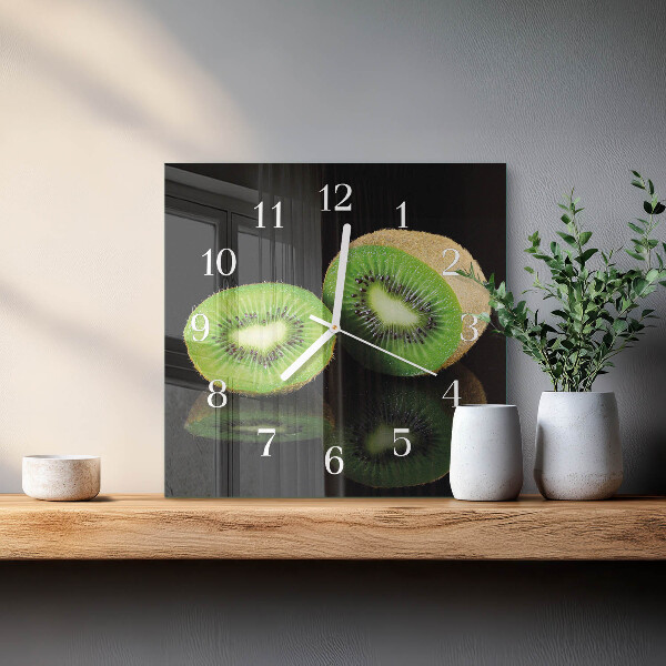 Vierkante glazen klok Kiwi
