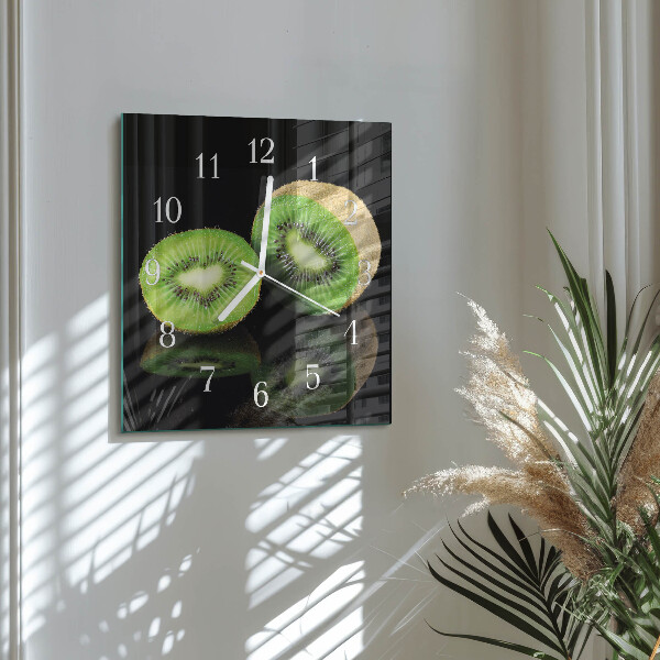 Vierkante glazen klok Kiwi
