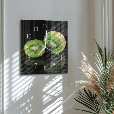 Vierkante glazen klok Kiwi