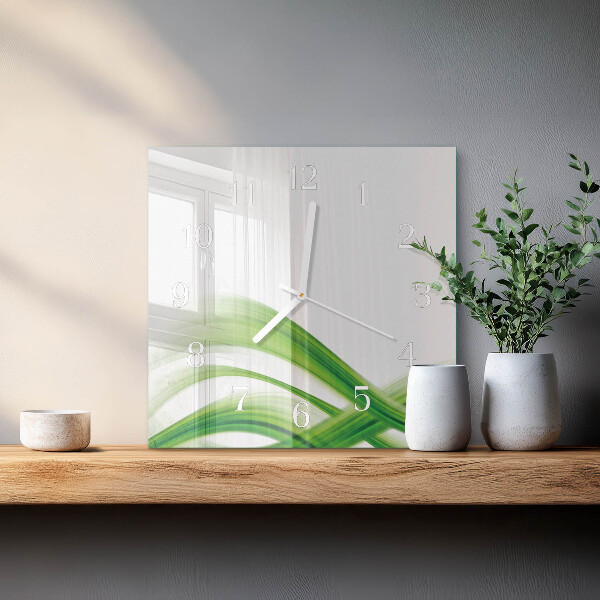 Vierkante glazen klok Abstracte golf