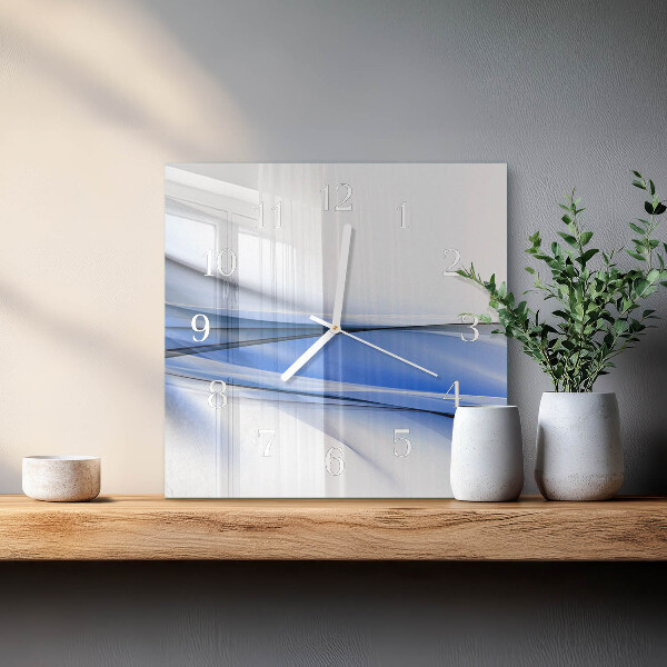 Vierkante glazen klok Abstracte lijnen