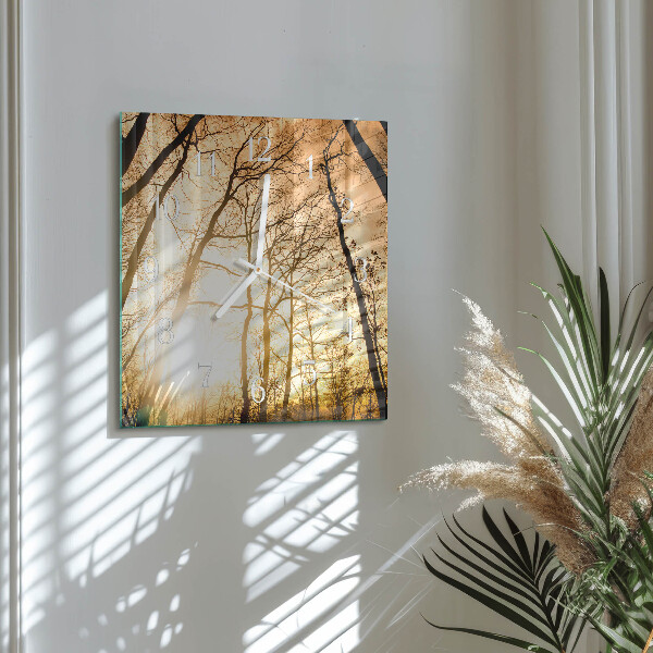 Vierkante glazen klok Bomen