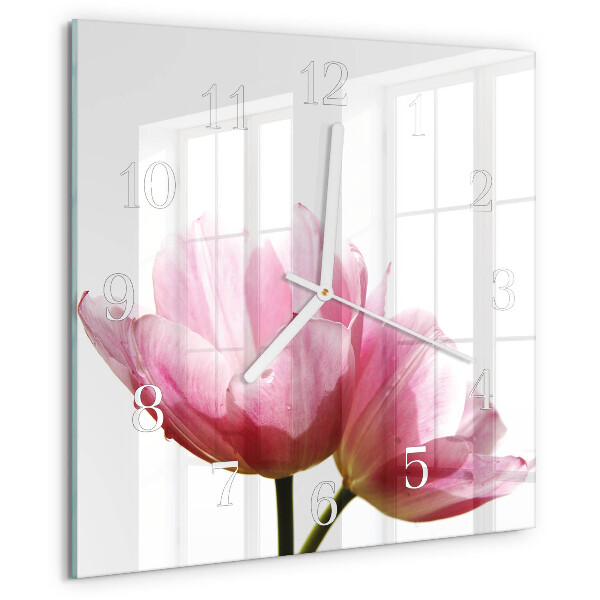 Vierkante glazen klok Tulpen