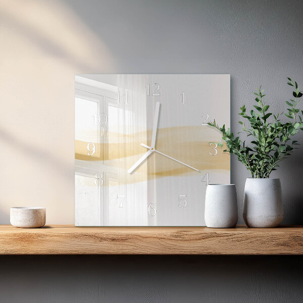 Vierkante glazen klok Abstracte golf