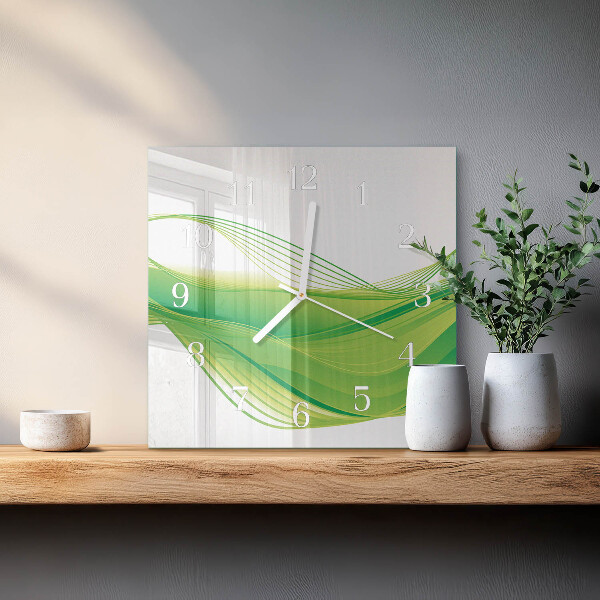 Vierkante glazen klok Abstracte lijnen