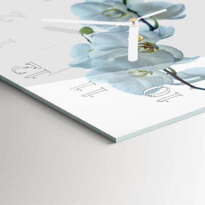 Vierkante glazen klok Orchidee
