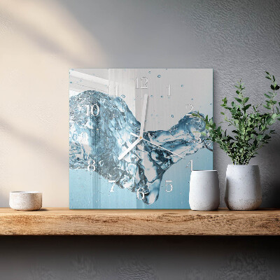Vierkante glazen klok Water