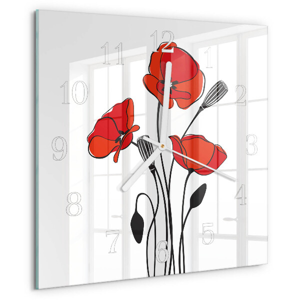 Vierkante glazen klok Papaver