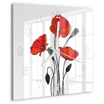 Vierkante glazen klok Papaver