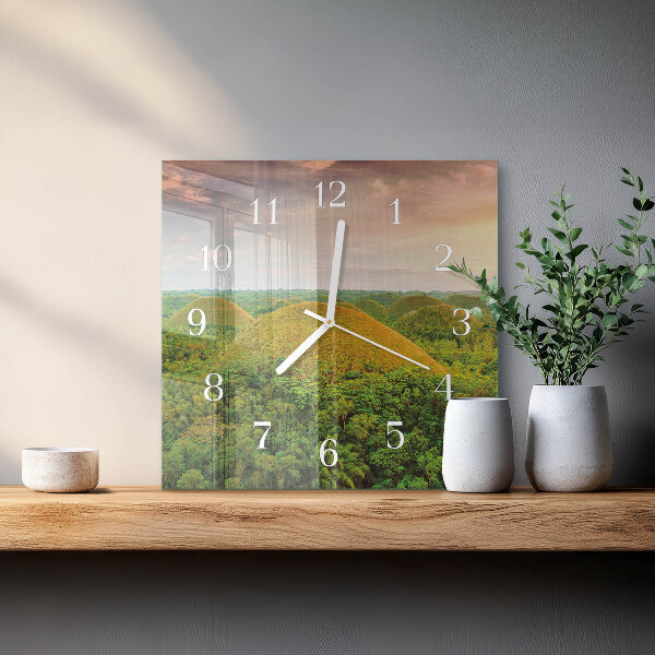 Vierkante glazen klok Landschap