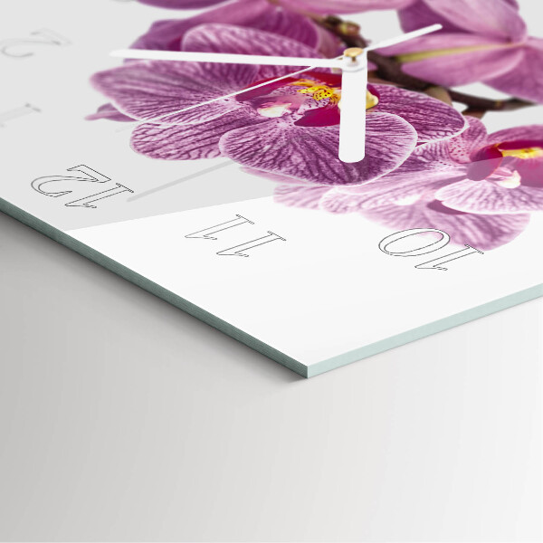 Vierkante glazen klok Orchideeën