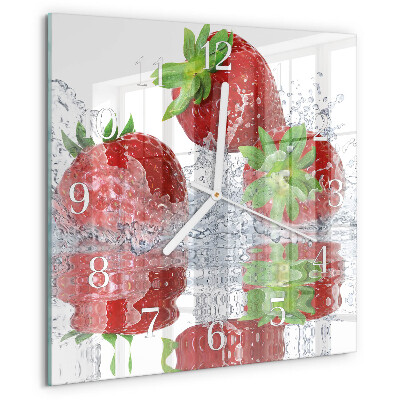 Vierkante glazen klok Aardbeien