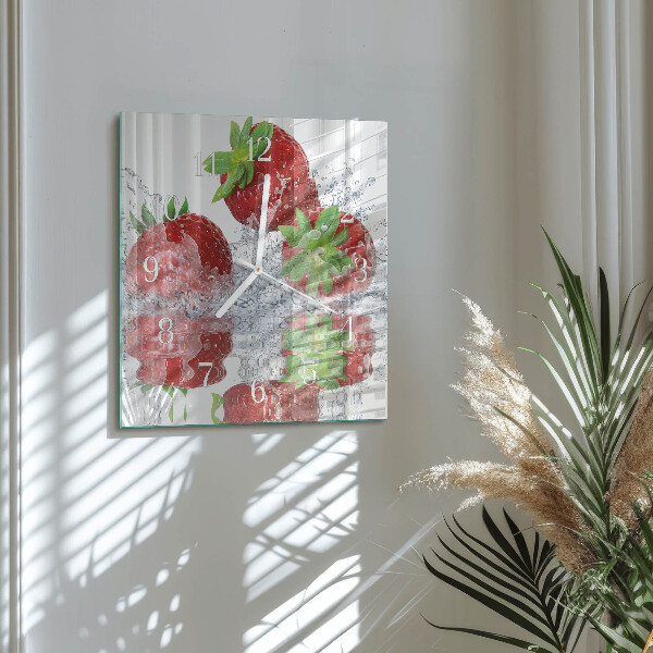 Vierkante glazen klok Aardbeien