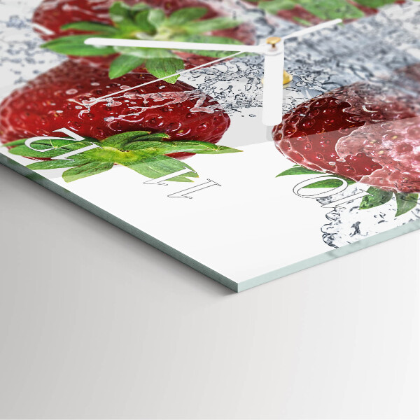 Vierkante glazen klok Aardbeien