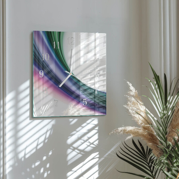 Vierkante glazen klok Abstracte lijnen