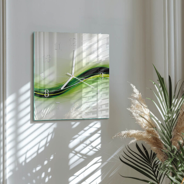 Vierkante glazen klok Abstracte lijnen