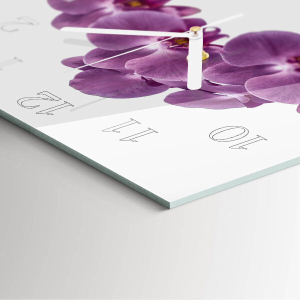 Vierkante glazen klok Orchidee