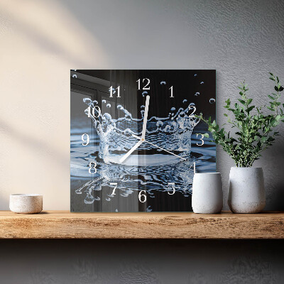 Vierkante glazen klok Water