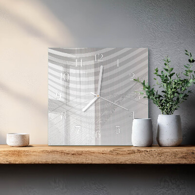 Vierkante glazen klok Abstracte lijnen