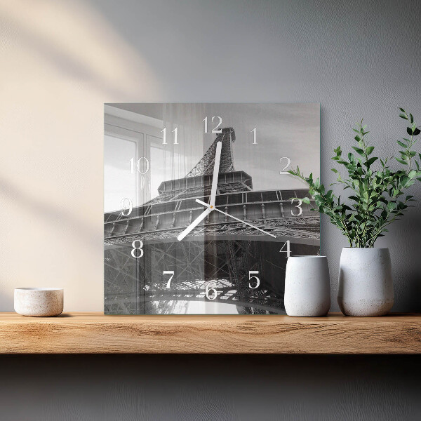 Vierkante glazen klok Eiffeltoren Parijs