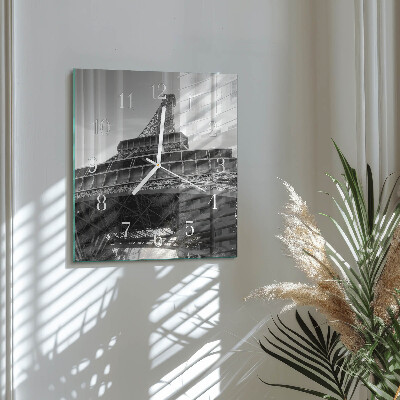 Vierkante glazen klok Eiffeltoren Parijs