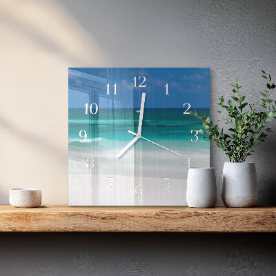 Vierkante glazen klok Strand Zee