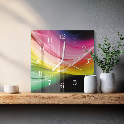 Vierkante glazen klok Abstracte lijnen