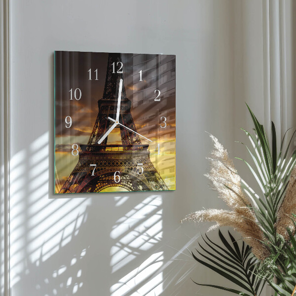Vierkante glazen klok Eiffeltoren Parijs