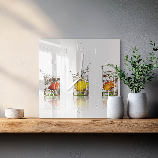 Vierkante glazen klok Fruitglazen