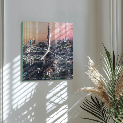 Vierkante glazen klok Eiffeltoren Parijs