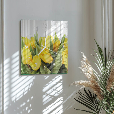 Vierkante glazen klok Tulpenbloemen